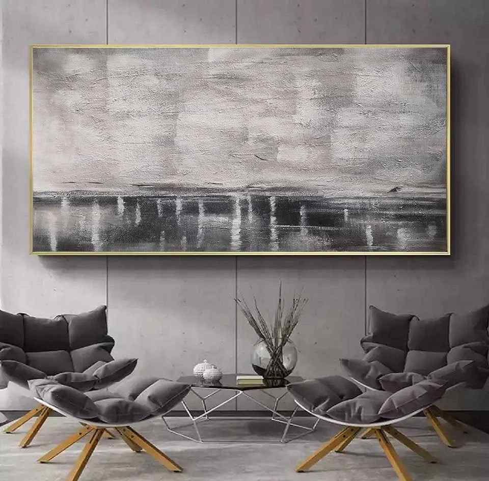 Canvas Handmade Painting Office Grey Abstract Canvas Artwork U8I8A